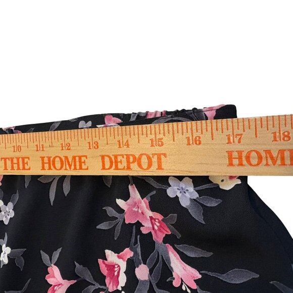 Brannan Studio Y2K Long Black Floral Skirt Large Vintage USA Slit Zip Maxi Dark - Picture 6 of 8